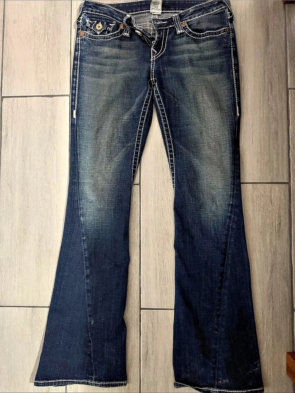 True Religion Joey Low Rise Flare Jeans Blue Waist 29